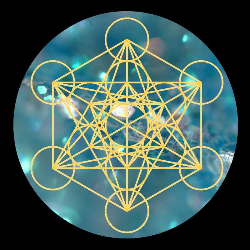 Pale Metatronjaune Cube on blue background