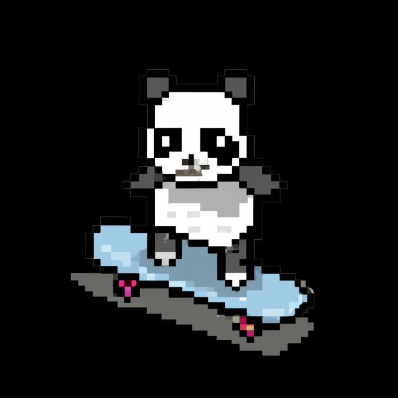 Panda Skateboard Pixel