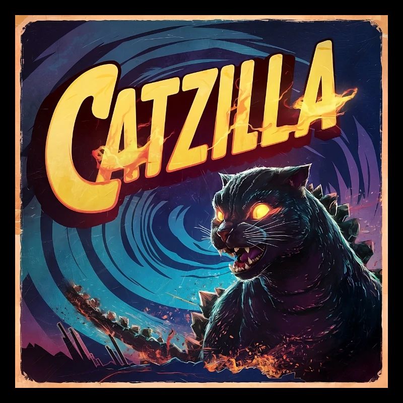 Retro Vintage Inspired Poster Featuring Catzilla!