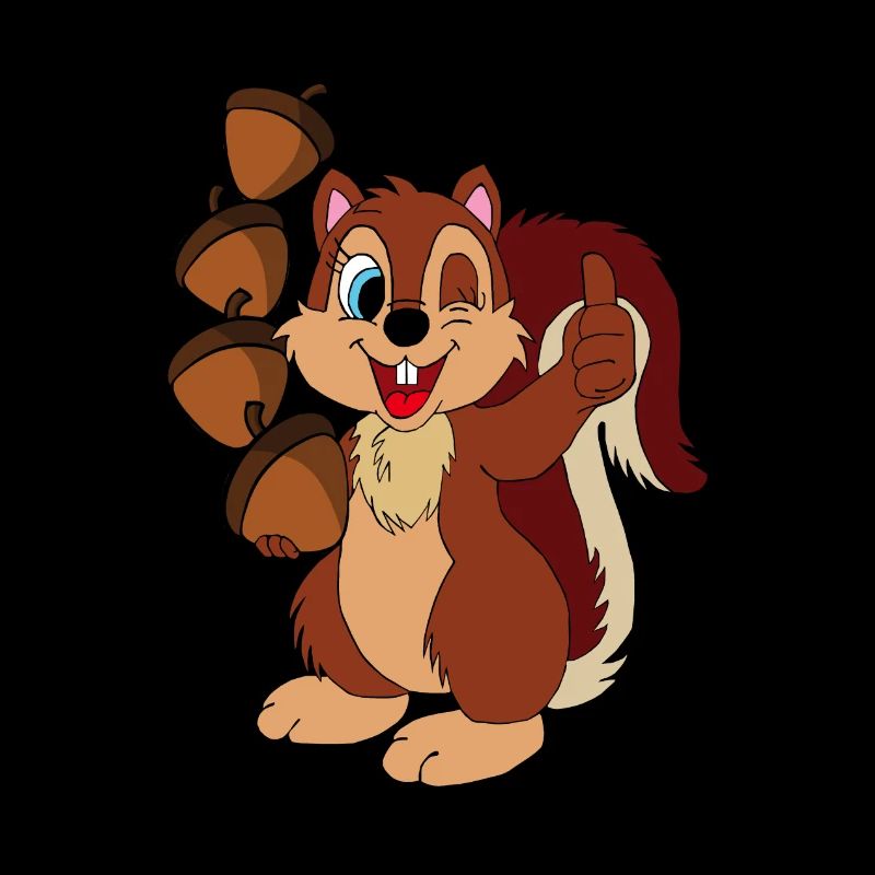Squirrel with hazelnuts and thumbs up