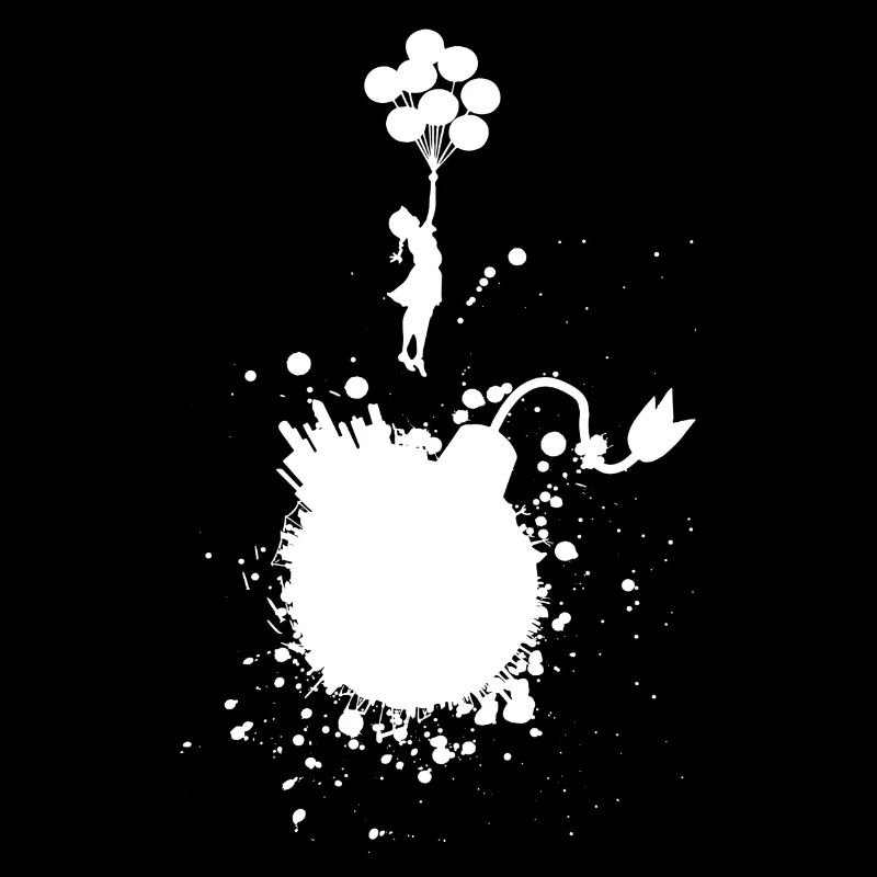 Fille d'évacuation avec des ballons