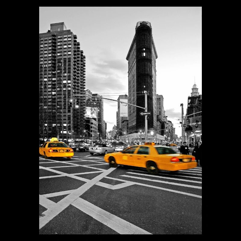 NYC Yellow Cabs Flat Iron Building