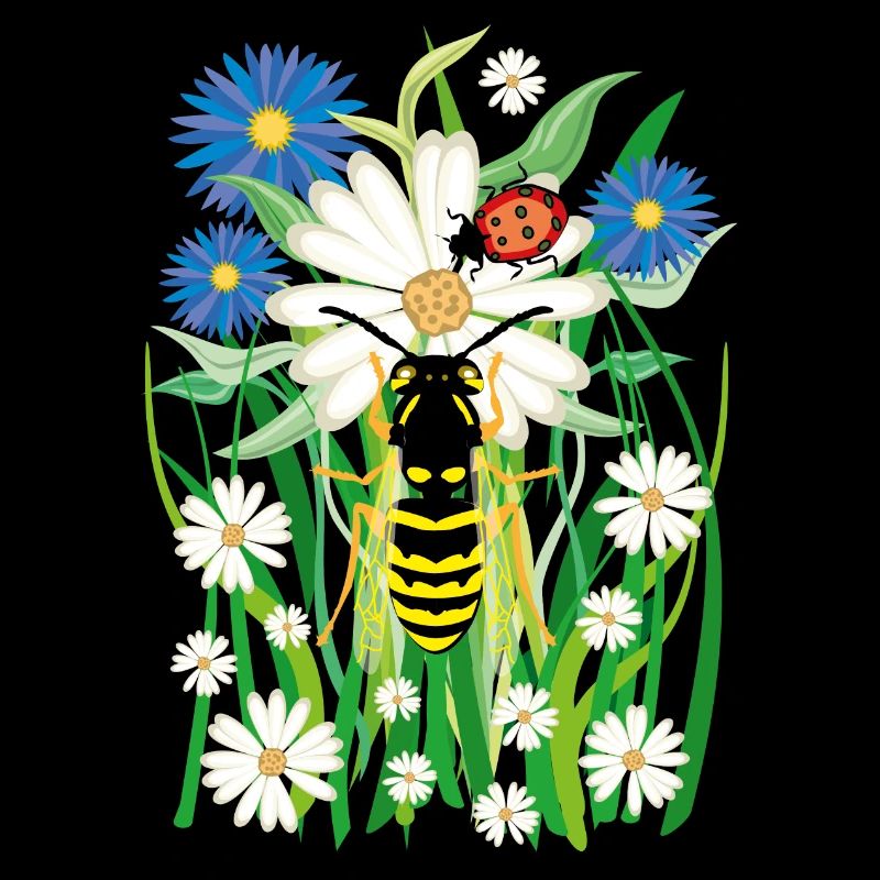 25 Blumen Biene Marienkäfer Wiese