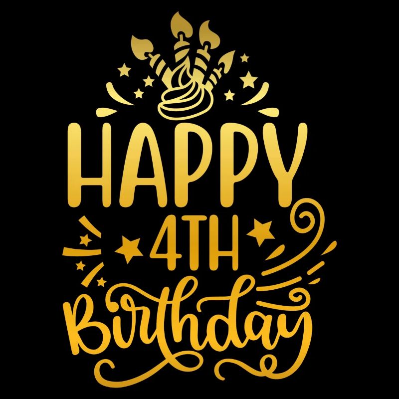 Joyeux 4e anniversaire 4 ans Idées cadeaux (Or)