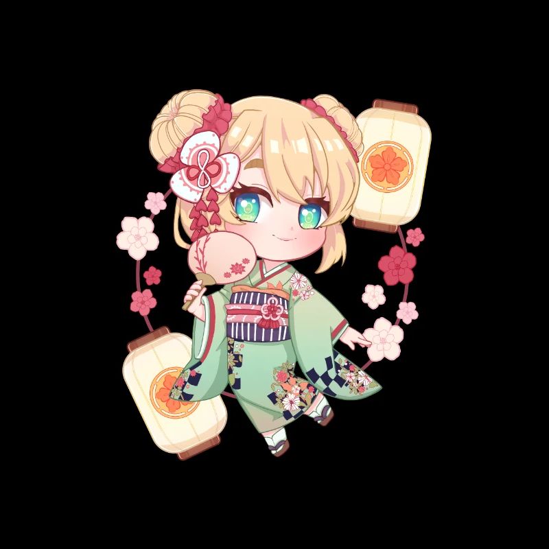 Chibi Mädchen im japanischen Kimono