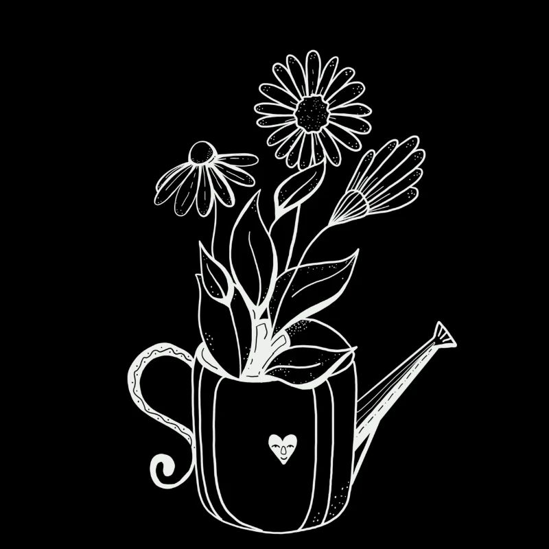 Arrosoir avec fleurs