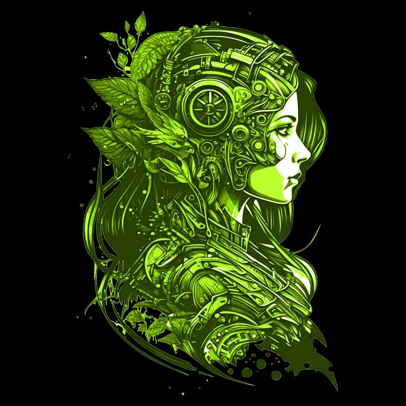 Fille steampunk vintage de couleur verte