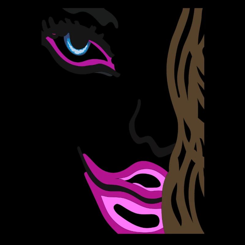 Eyes on face - Art Face with pink lips