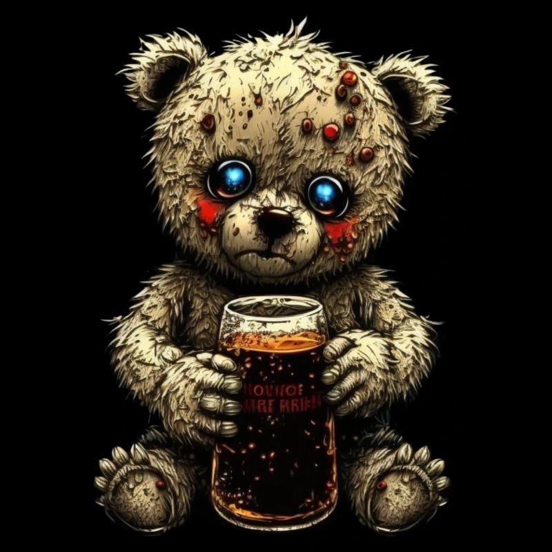 Guseliger Teddy mit Bier