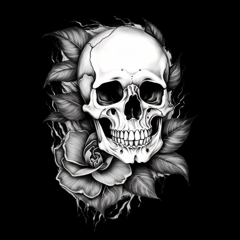 Skull & Rose tattoo design