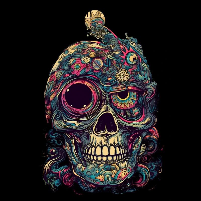 Surrealistic, psychedelic skull