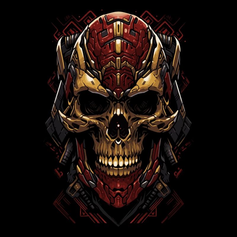 Crimson Cyborg Skull