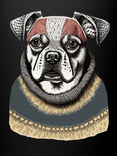 Chien avec un pull