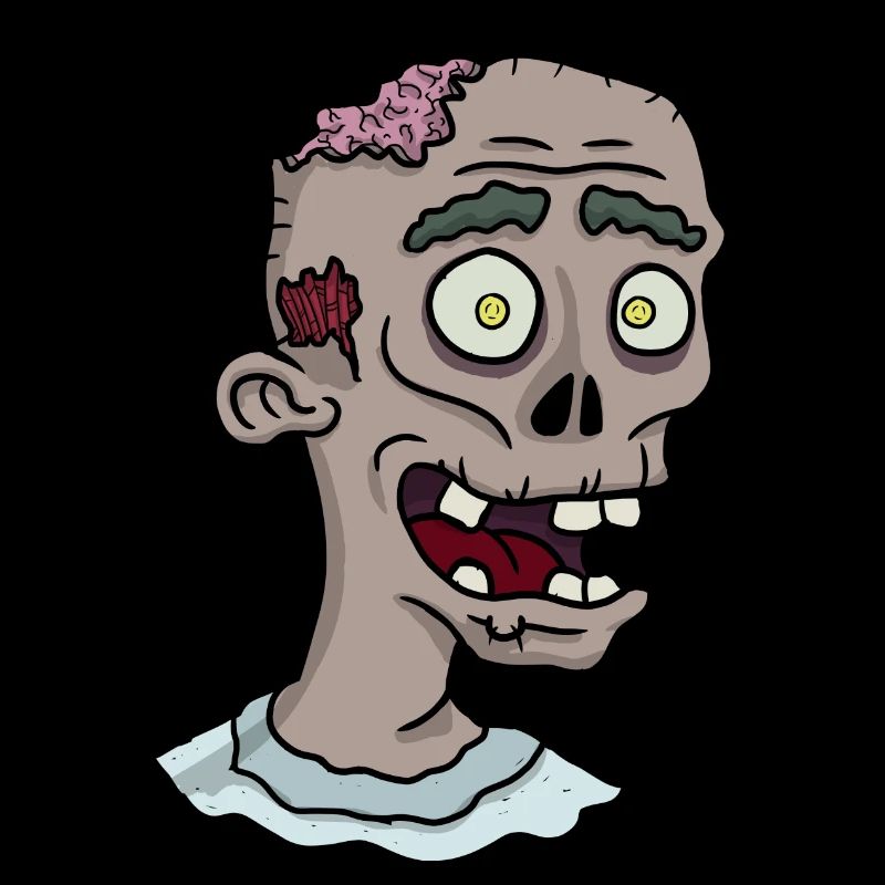 Zombie head with brain