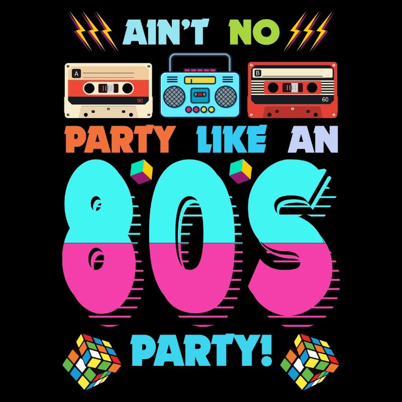 80s Party Vibes - Retro Design with Cassette Tapes