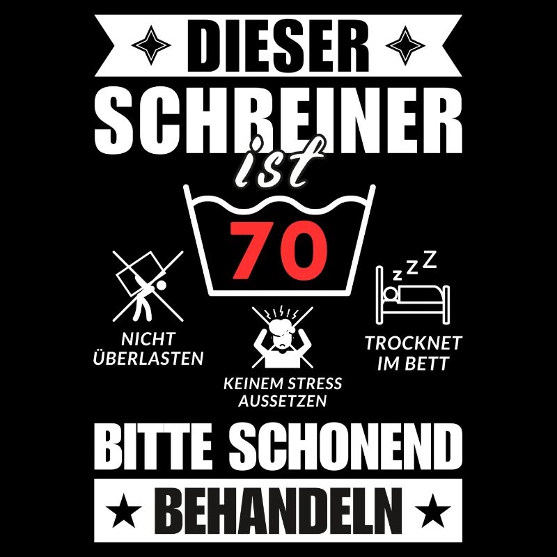 Dieser Schreiner ist 70. Schonend behandeln
