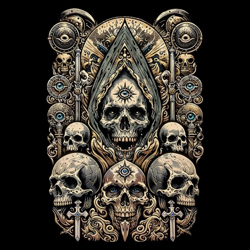 Thème gothique médiéval avec crânes