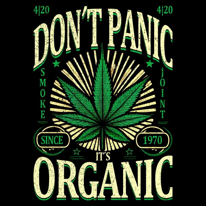 Don’t Panic, It’s Organic Retro Cannabis Leaf 1970