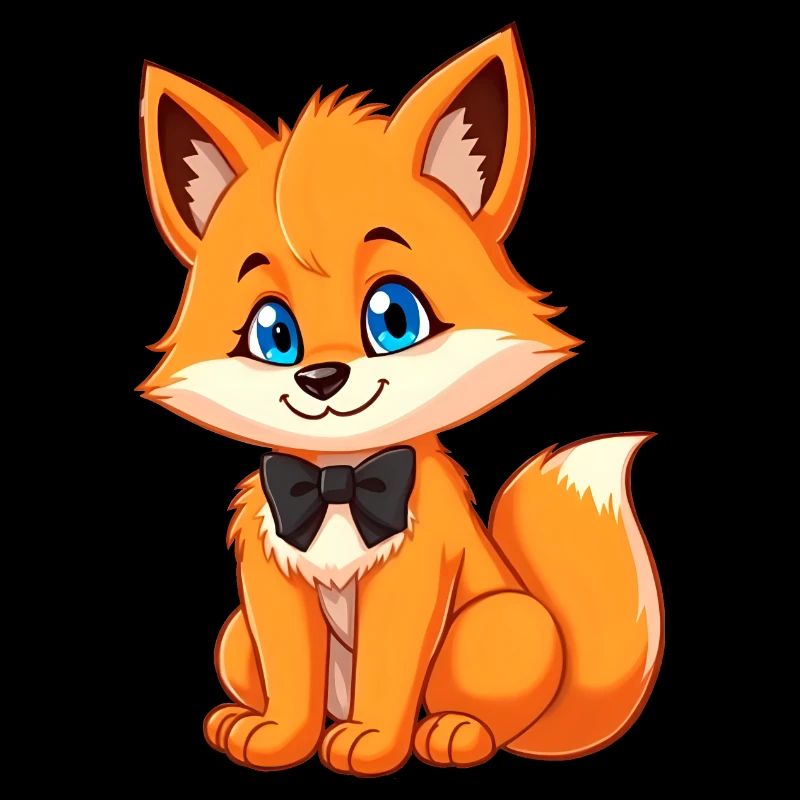 Elegant Orange Fox with Bowtie, Alert Ear Tips