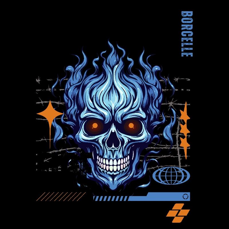 Blue Skull Black