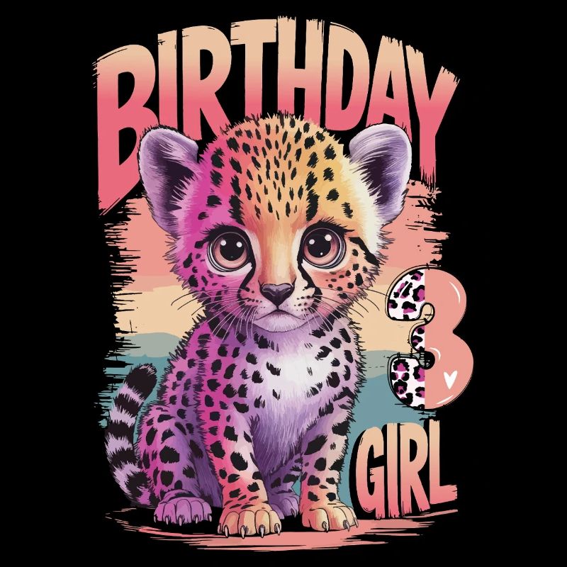 Süßer Leopard Aquarell Mädchen 3. Geburtstag