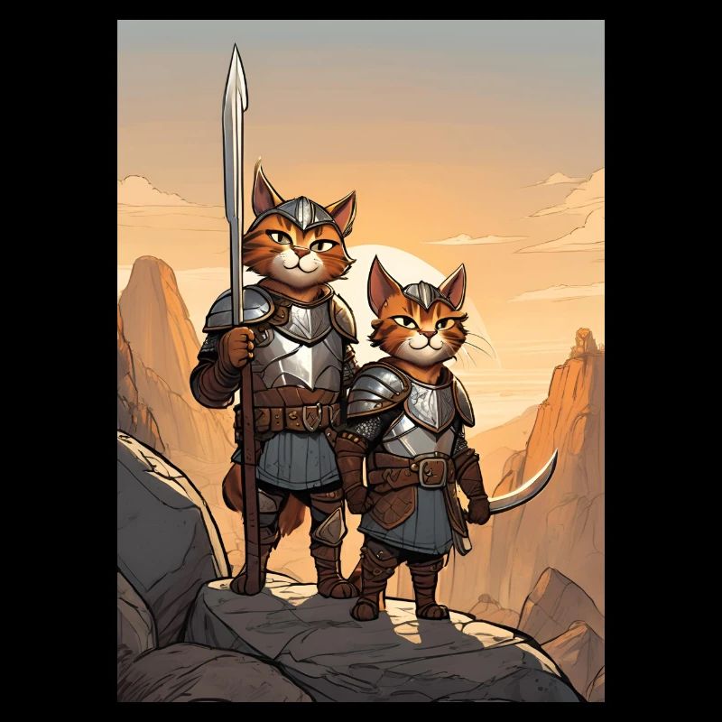 Katze Gemälde rote schwarze Cat Vikinger