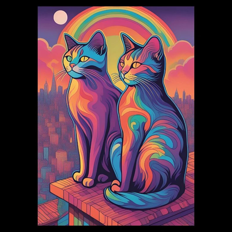 Chat psychédélique arc-en-ciel