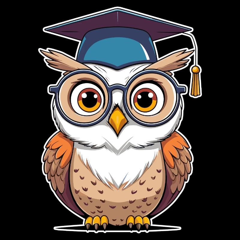 Schlaue Abschluss-Eule mit Brille