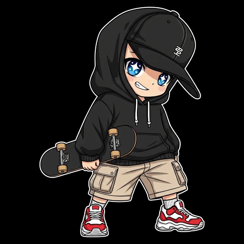 Conception de dessin animé de skateboarder urbain