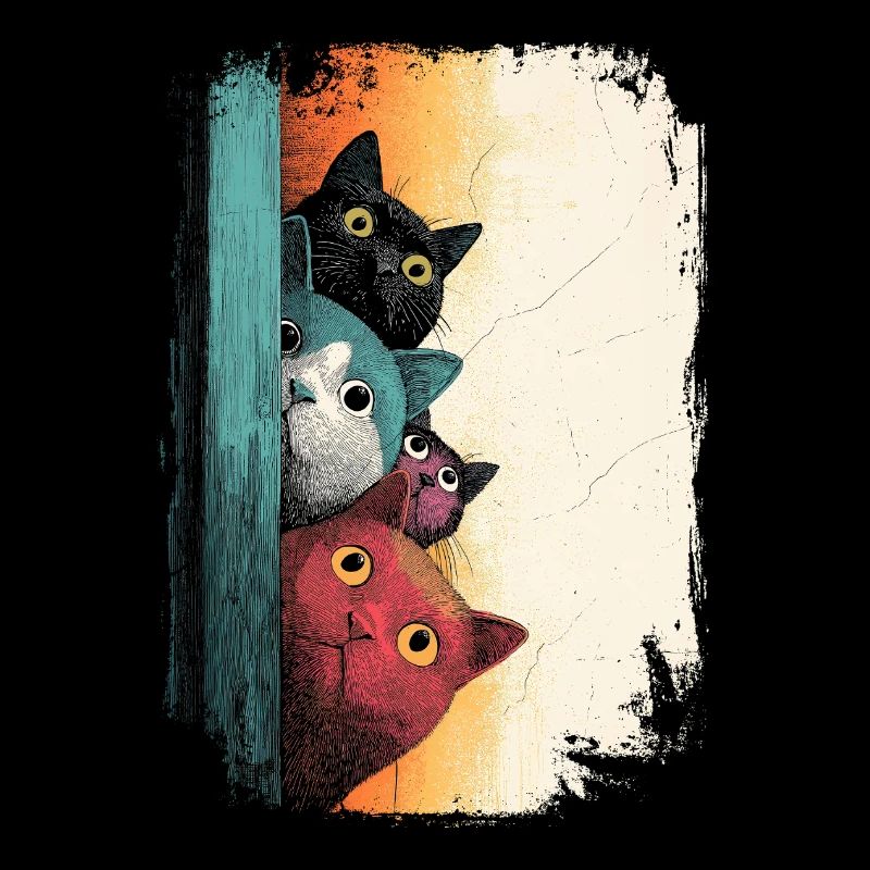 Neugierige Katzen bunt