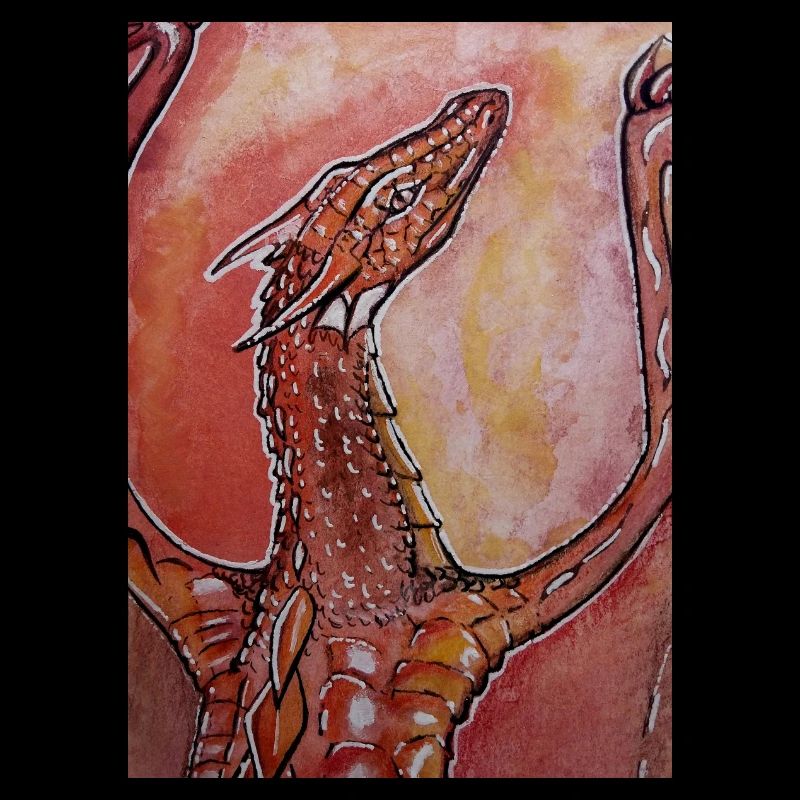 Roter Drache handgemalt 
