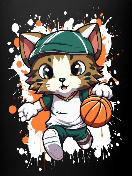 Mascotte de basketteur, chat mascotte