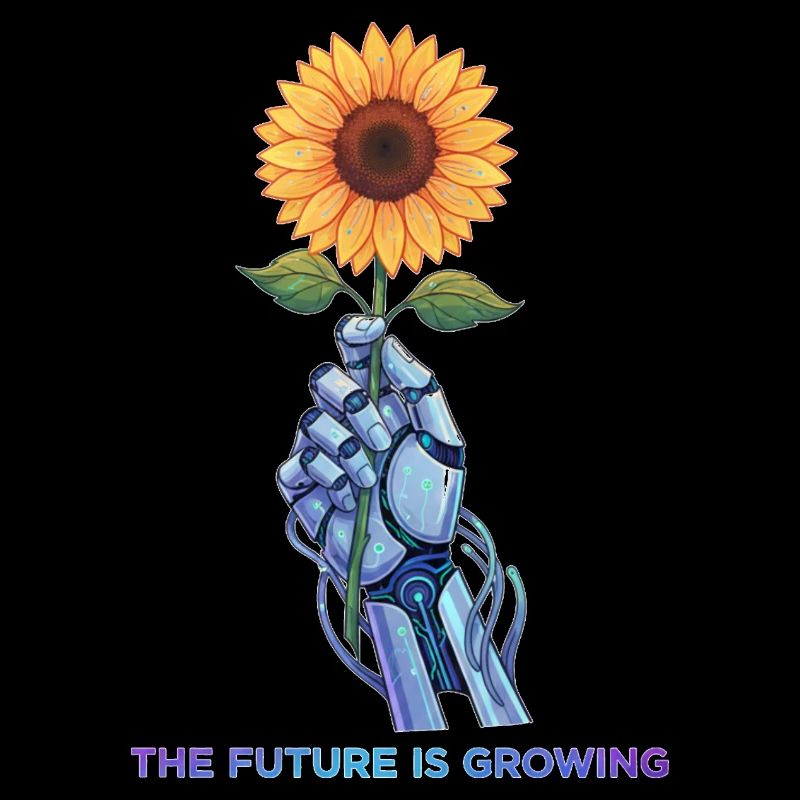 Cyber-Organic Robot Hand Sunflower Design