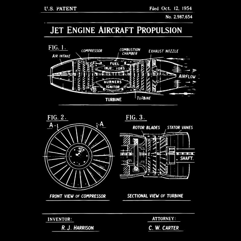 Brevet du plan de propulsion d’avion à réaction.