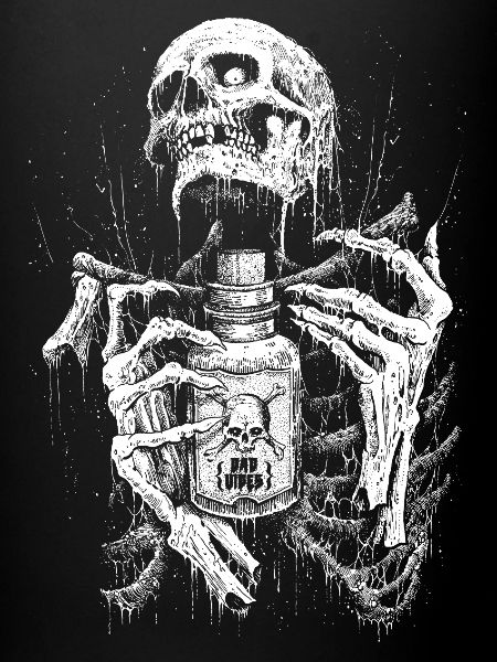 Dripping Skeleton Monochrome