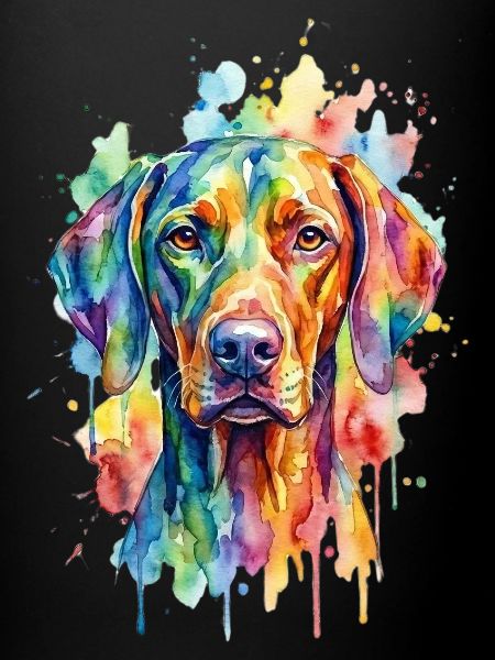 Chien aquarelle arc-en-ciel