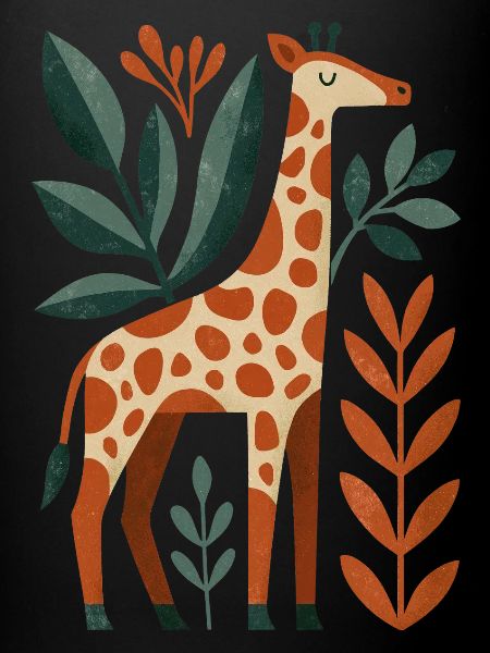 Giraffe mit Blättern
