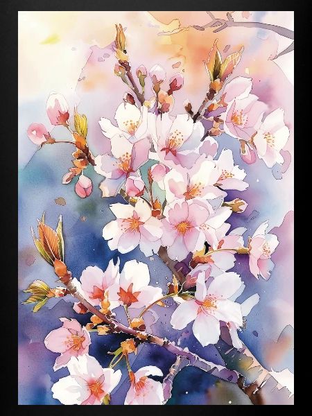 Fleurs de cerisier pastel aquarelle