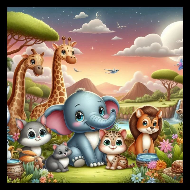 Éléphant mignon avec des amis