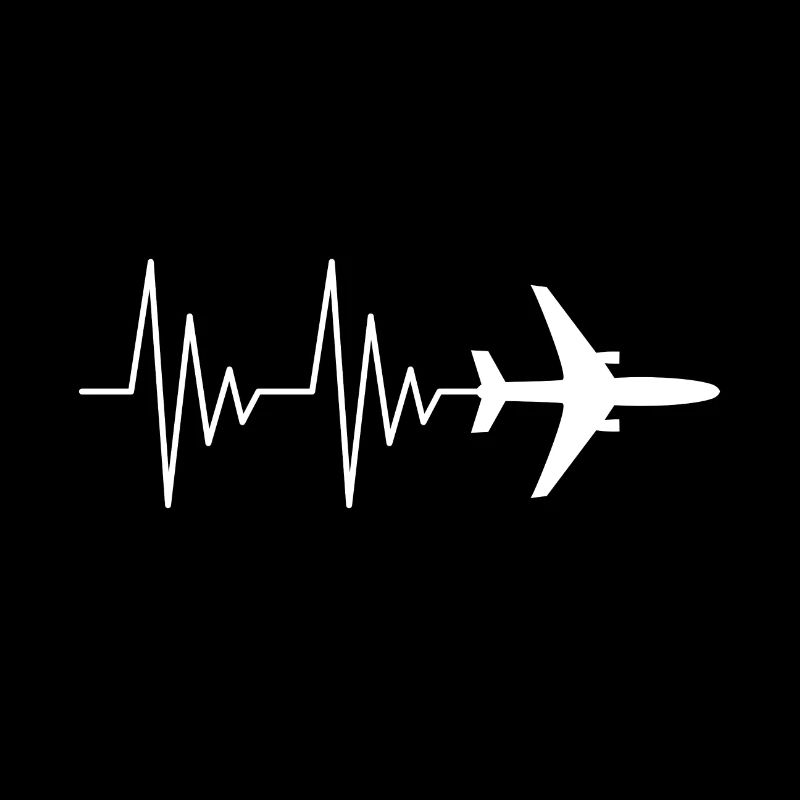 Plane pilot EKG love heartbeat white
