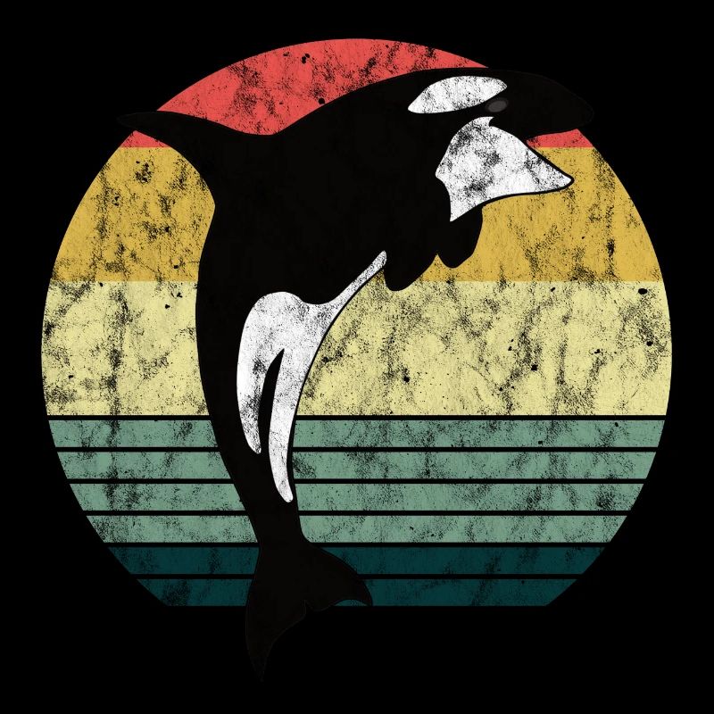 Orca Schwertwal Killerwal Geschenk Retro Wal Ozean