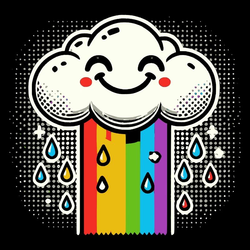 Nuage riant avec bande dessinée arc-en-ciel