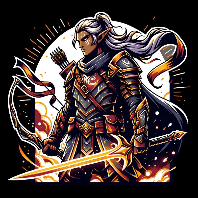 Fantasy Warrior with Flaming Sword