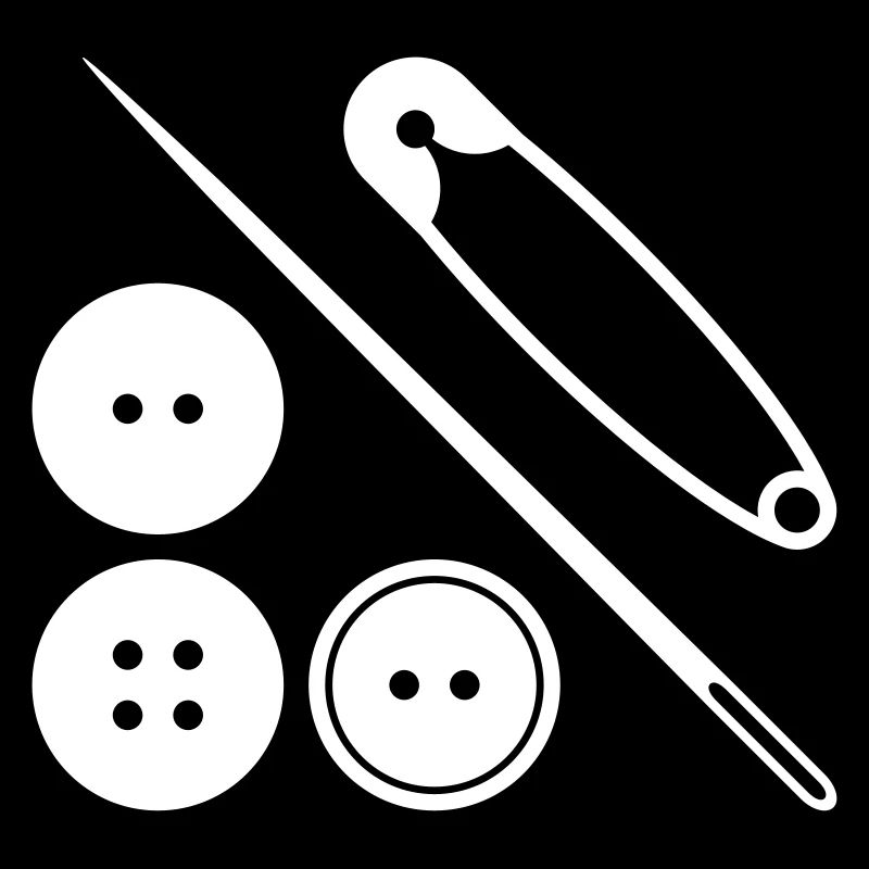 Needle, safety pin and buttons