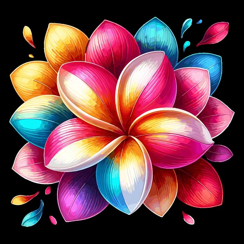 Fleur colorée avec effet arc-en-ciel