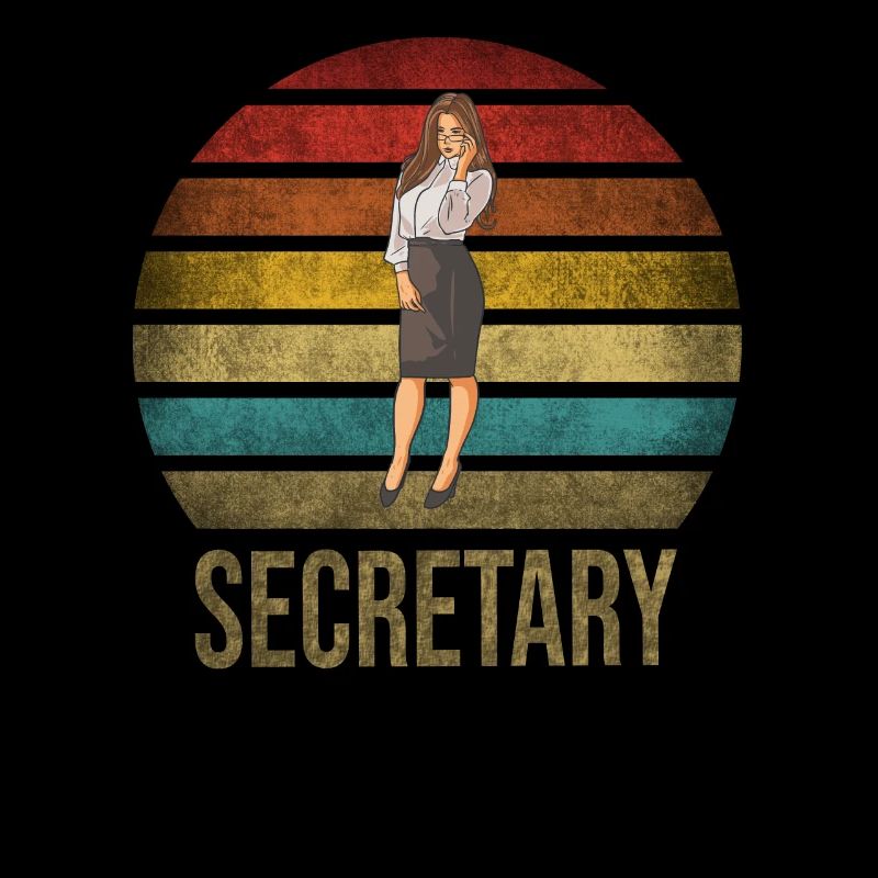 Secretary At Work Hot Office Retro Sunset
