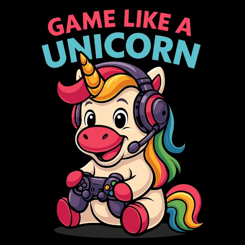 Gaming Einhorn mit Headset