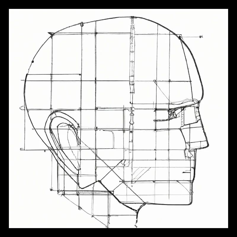 Dessin technique d’une tête