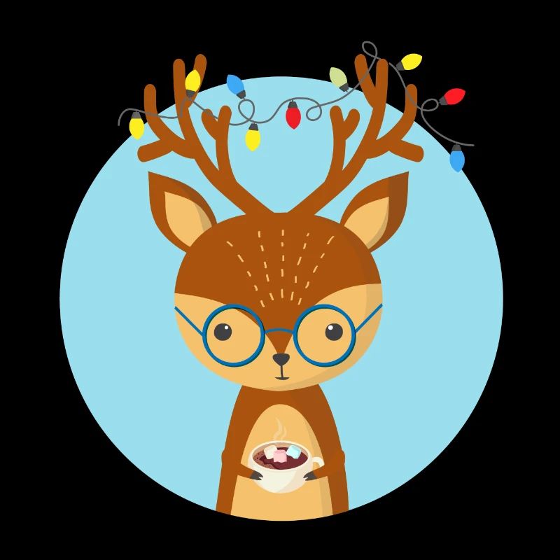 Cerf de Noël et une tasse de cacao