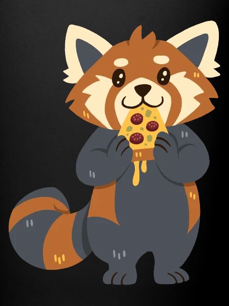 Panda roux avec pizza